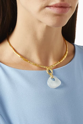 قلادة امبر نحاس مطلي ذهب عيار 21