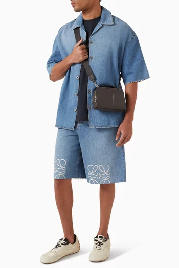 Mini Logo Patch Camera Bag in Leather