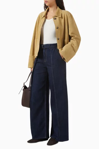 Belted Wide-leg Jeans in Denim