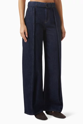 Belted Wide-leg Jeans in Denim