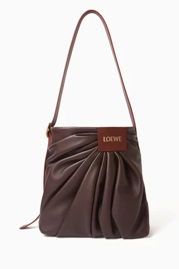 Draped Tote Bag in Leather