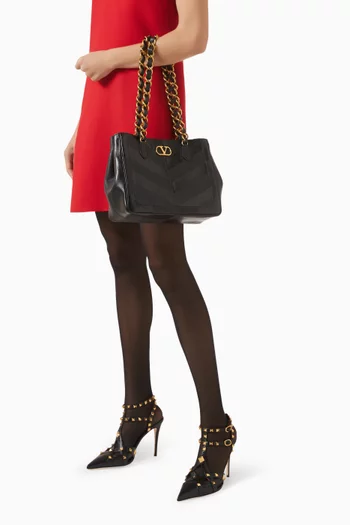 حقيبة تسوق لاسين صغيرة جلد نابا