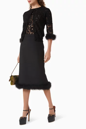 Lace-trim Cardigan in Viscose-knit