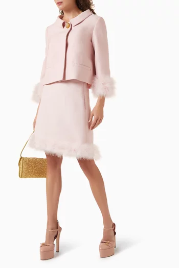 تنورة قصيرة بحافة بريش كريب كوتور