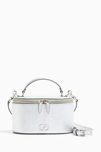 Mini Vlogo Signature Vanity Bag in Laminated Grainy Calfskin