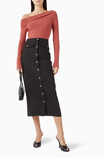 تنورة بريت بخصر مرتفع كتان