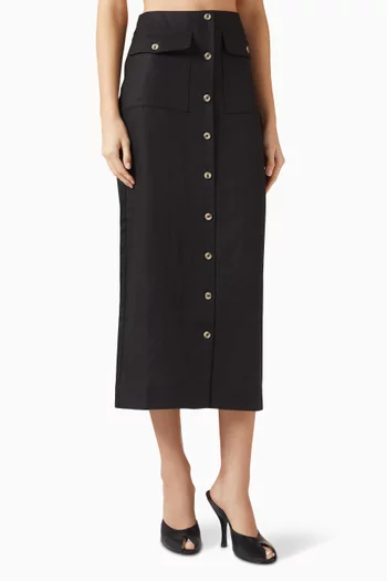 تنورة بريت بخصر مرتفع كتان