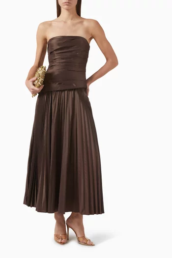 Arie Bustier Midi Dress in Taffeta