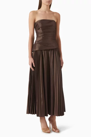 Arie Bustier Midi Dress in Taffeta