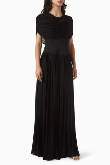 Nancie Cape Corset Maxi Dress