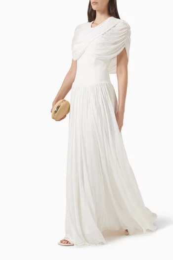 Nancie Cape Corset Maxi Dress