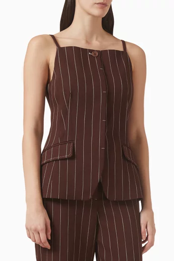 بلوزة إيدي بنقشة مخططة مزيج فيسكوز