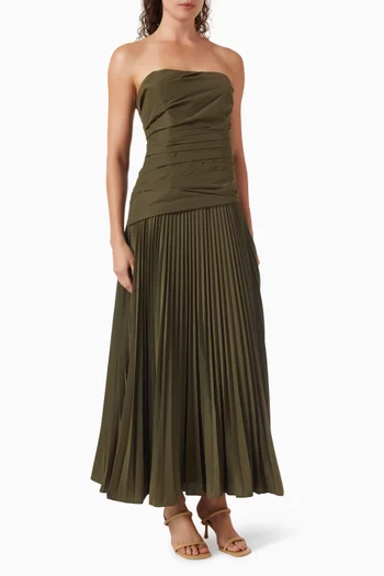 فستان آري بصدرية وطيّات مزيج قطن