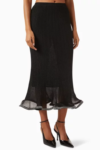 تنورة برايتون متوسطة الطول بليسيه لامع