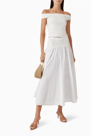 بلوزة دالتون بأكتاف مكشوفة مزيج رايون