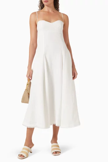 فستان اناليز بصدرية بتصميم مشد مزيج كتان