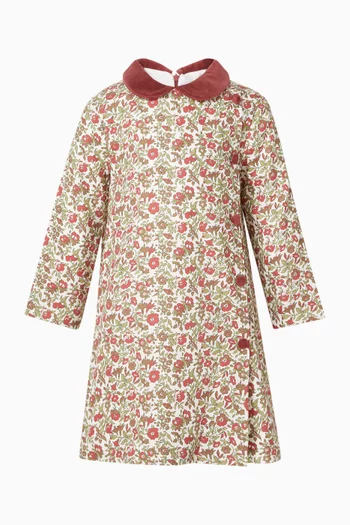 فستان دافني بنقشة زهور بياقة مخمل