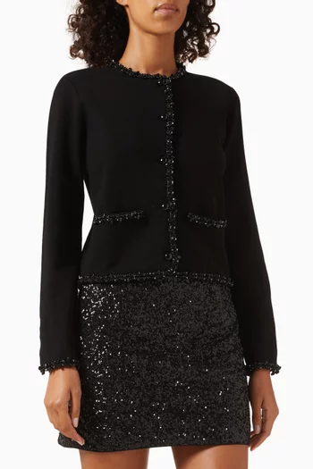 Bead-embellished Jacket in Merino Wool