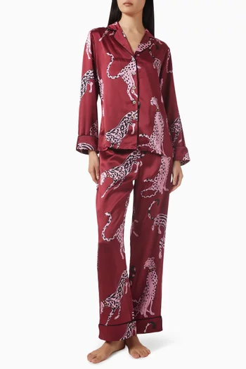 Lila Pyjama Set in Silk Satin
