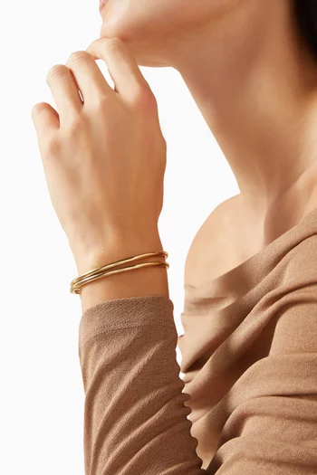 Dane Bangle in 14kt Gold-plated Steel, Set of 2