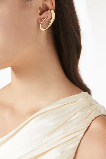 Egret Climber Earrings in 14kt Gold-plated Brass