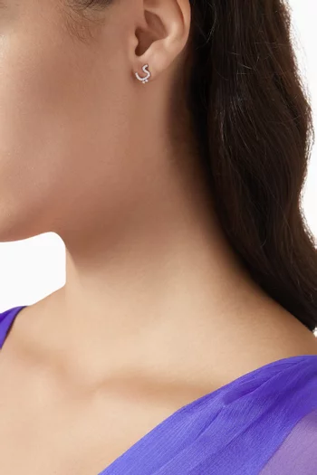 Arabic Letter 'Ya' Single Stud Earring in 18kt White Gold