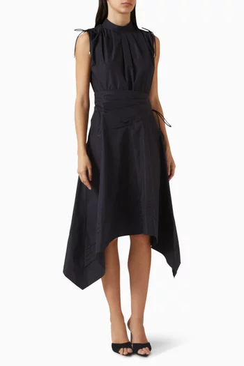 Ruched Handkerchief Dress in Cotton Poplin
