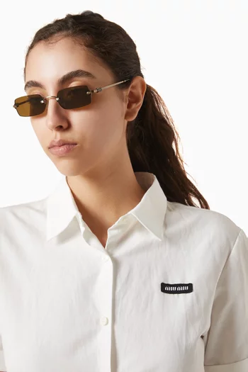 نظارة شمسية بإطار مستطيل معدن