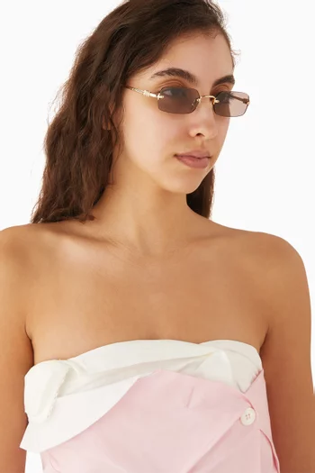 نظارة شمسية بإطار مستطيل معدن