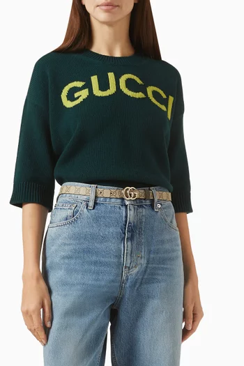 حزام مارمونت بوجهين وشعار حرفي GG جلد وقنب