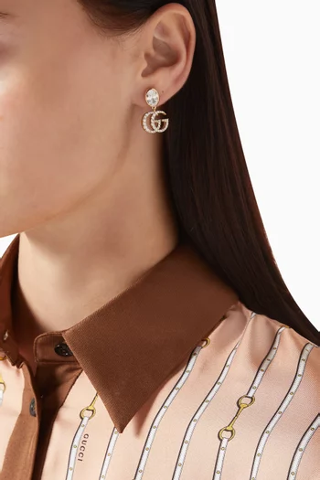 GG Marmont Crystal Drop Earrings in Brass