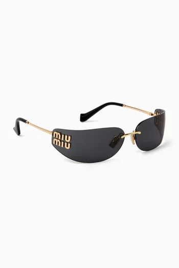 Rimless Rectangle Sunglasses in Metal