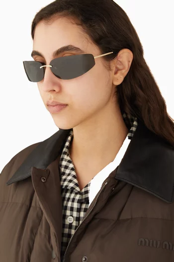 نظارة شمسية بدون إطار بتصميم مستطيل معدن