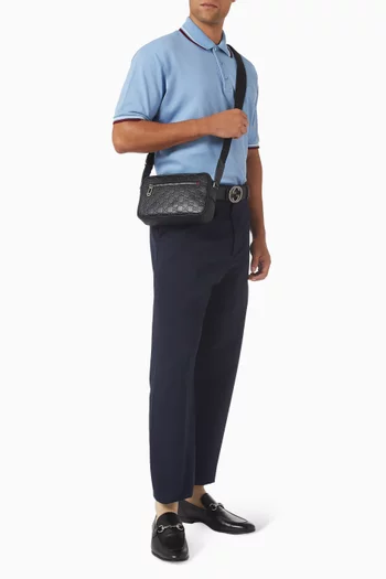 حقيبة كتف بشعار حرفي GG جلد