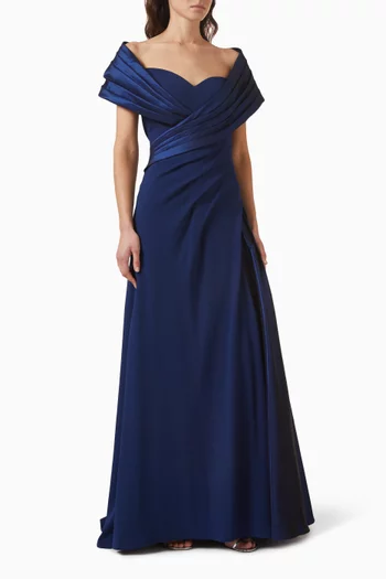 Off-shoulder Train Gown in Crepe Taffeta
