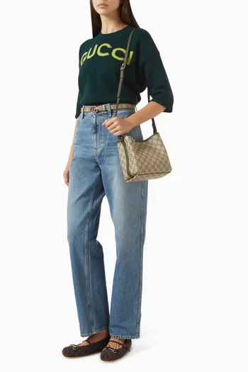 حقيبة باكيت صغيرة قنب بنقشة شعار حرفي GG