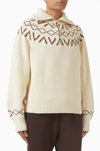 Sigrid Fairisle Half-zip Sweater in Knit