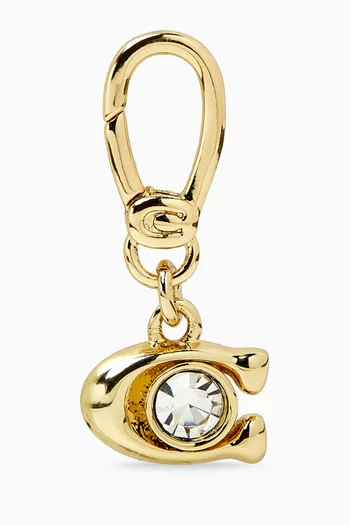 حلية بشعار حرف C‏ مرصعة بالكريستال نحاس مطلي