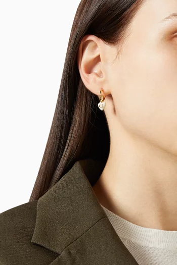 Chalk Hearts Huggie Earrings in Plated Brass