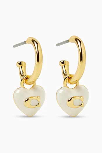 Chalk Hearts Huggie Earrings in Plated Brass