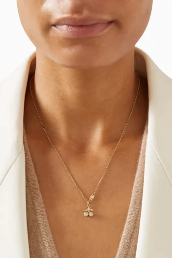 Pavé Cherry Short Pendant Necklace in Plated Brass