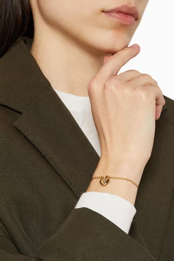 Puffy Heart Bracelet in Plated Brass