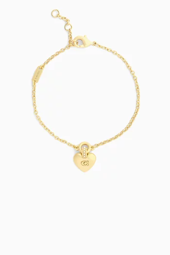 Puffy Heart Bracelet in Plated Brass