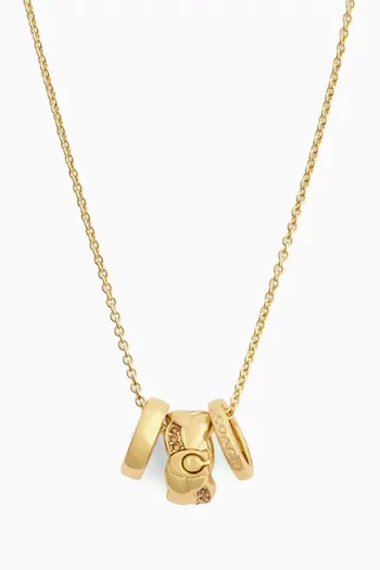 Braided Rondelle Short Pendant Necklace in Plated Brass