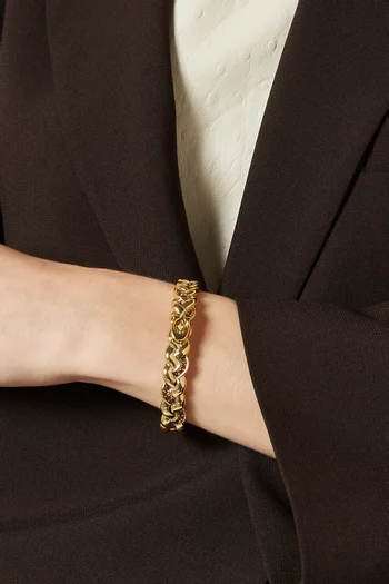 Braided Hinged Bracelet in Plated Brass