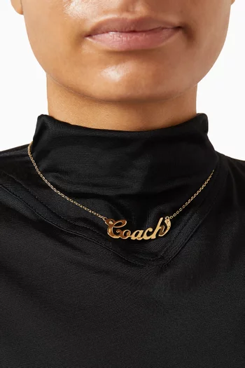 Nameplate Short Pendant Necklace in Plated Brass