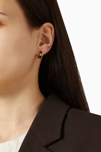 Signature C Enamel Huggie Earrings in Plated Brass
