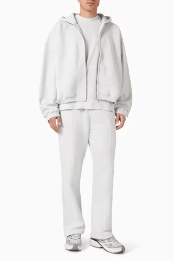 كنزة بغطاء رأس بسحّاب وحرف شعار الماركة قطن