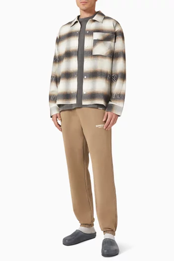 قميص بنقشة حرف شعار الماركة بالكامل مزيج قطن وفلانيل