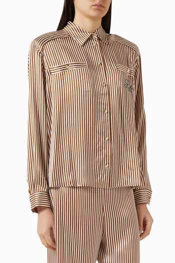 x Ritz Striped Pyjama Shirt in Silk